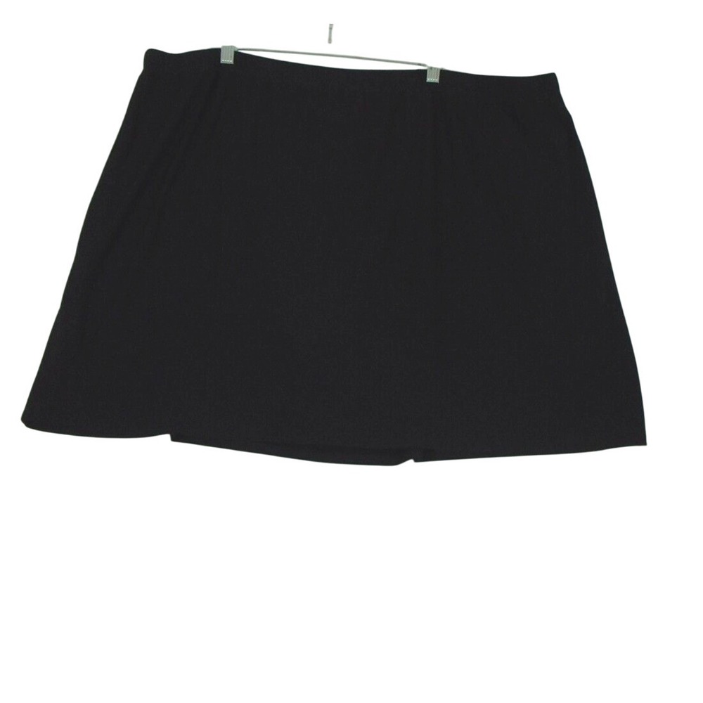 Susan Graver Size 3X Pull On Swim Skort Black Stretch Elastic Waist Women's